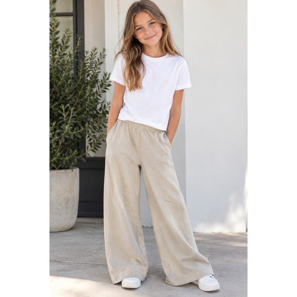 Zara Kids Beige Wide Leg Sweatpants Elastic Waist Size 8-9 Years 131 cm